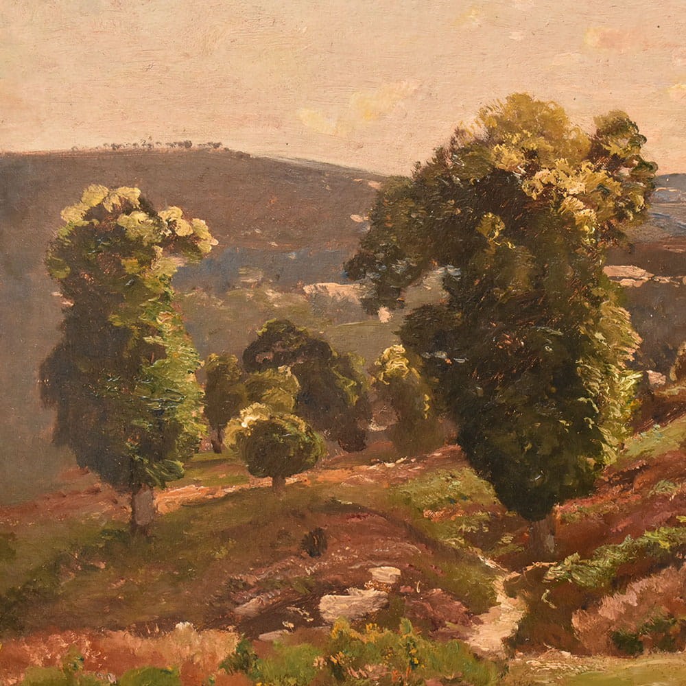 QP773 4 antique oil painting landscape natural painting XIX